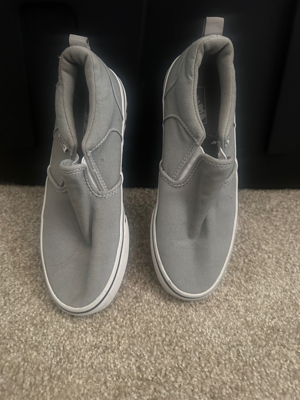 Vans Kids Slip-On Sneakers in Gray and White